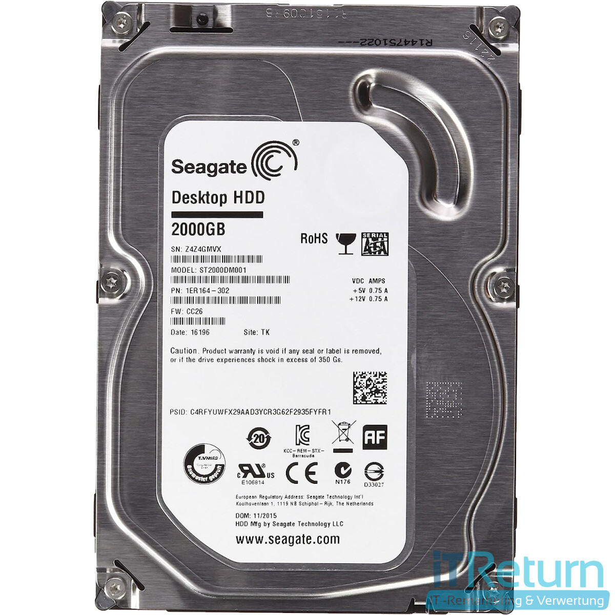 Seagate Desktop ST2000DM001 HDD 2 TB Interne Festplatte...