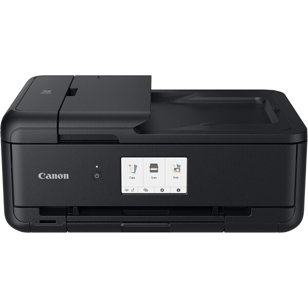 Canon PIXMA TS9550a Drucker Farbtintenstrahl Multifunktionsgerät DIN A4 A3 (Drucker A3, Scanner, Kopierer, 5 Separate Tinten, WLAN, LAN, Print App, 2 Papierzuführungen, Duplexdruck) schwarz