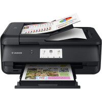 Canon PIXMA TS9550a Drucker Farbtintenstrahl Multifunktionsgerät DIN A4 A3 (Drucker A3, Scanner, Kopierer, 5 Separate Tinten, WLAN, LAN, Print App, 2 Papierzuführungen, Duplexdruck) schwarz