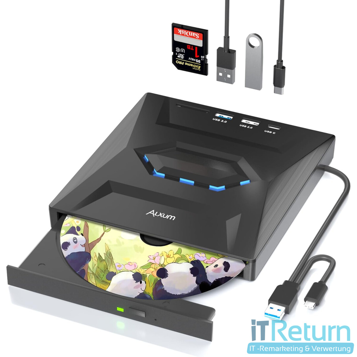 Alxum Externes CD DVD Laufwerk für Laptop,USB 3.0 Type 