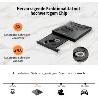 Alxum Externes CD DVD Laufwerk für Laptop,USB 3.0 Type C CD Laufwerk extern USB mit SD/TF Kartenleser und USB Anschlüsse / 12 Monate Garantie