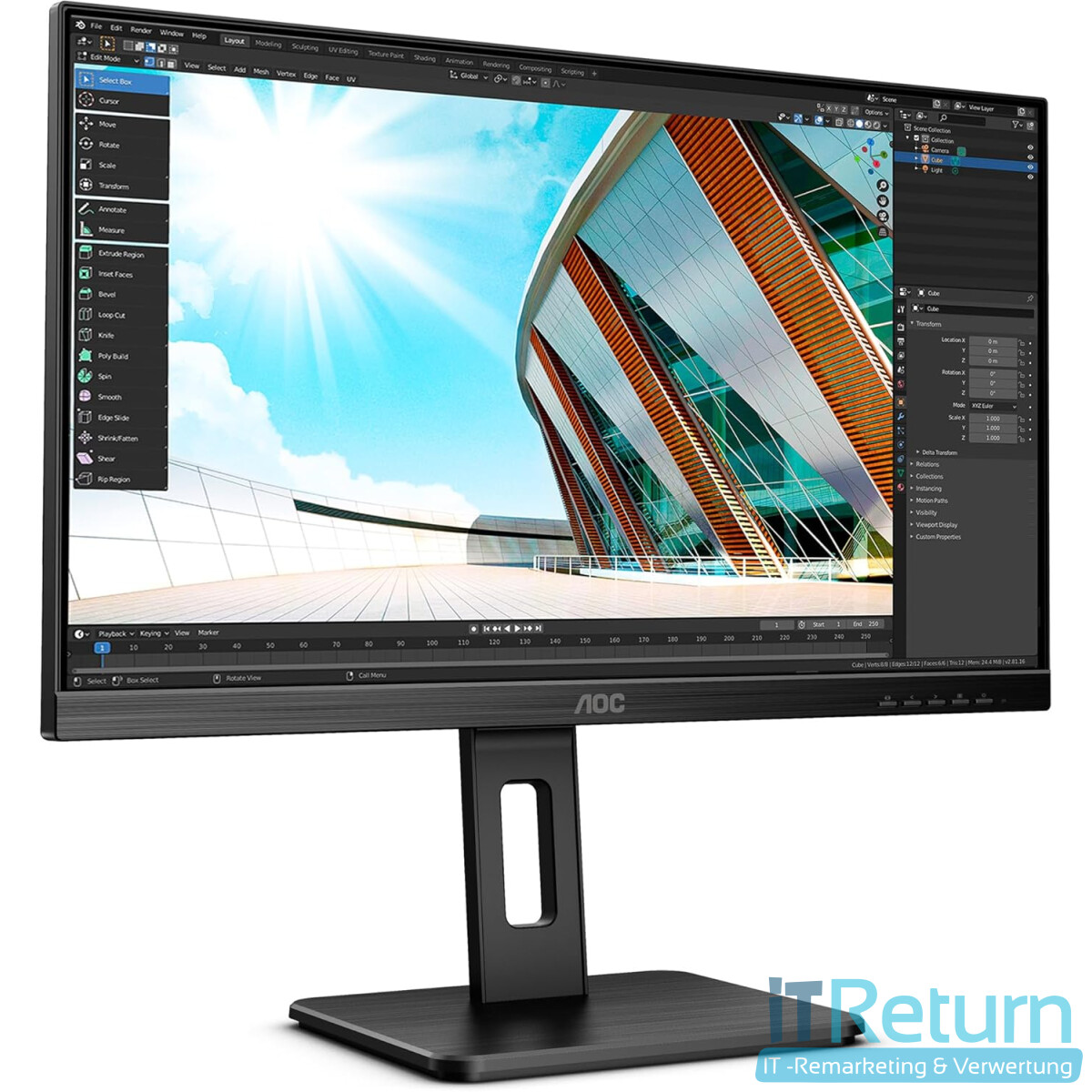 AOC 24P2Q Monitor / 24" / 1920x1080 / DVI, VGA, DP &amp