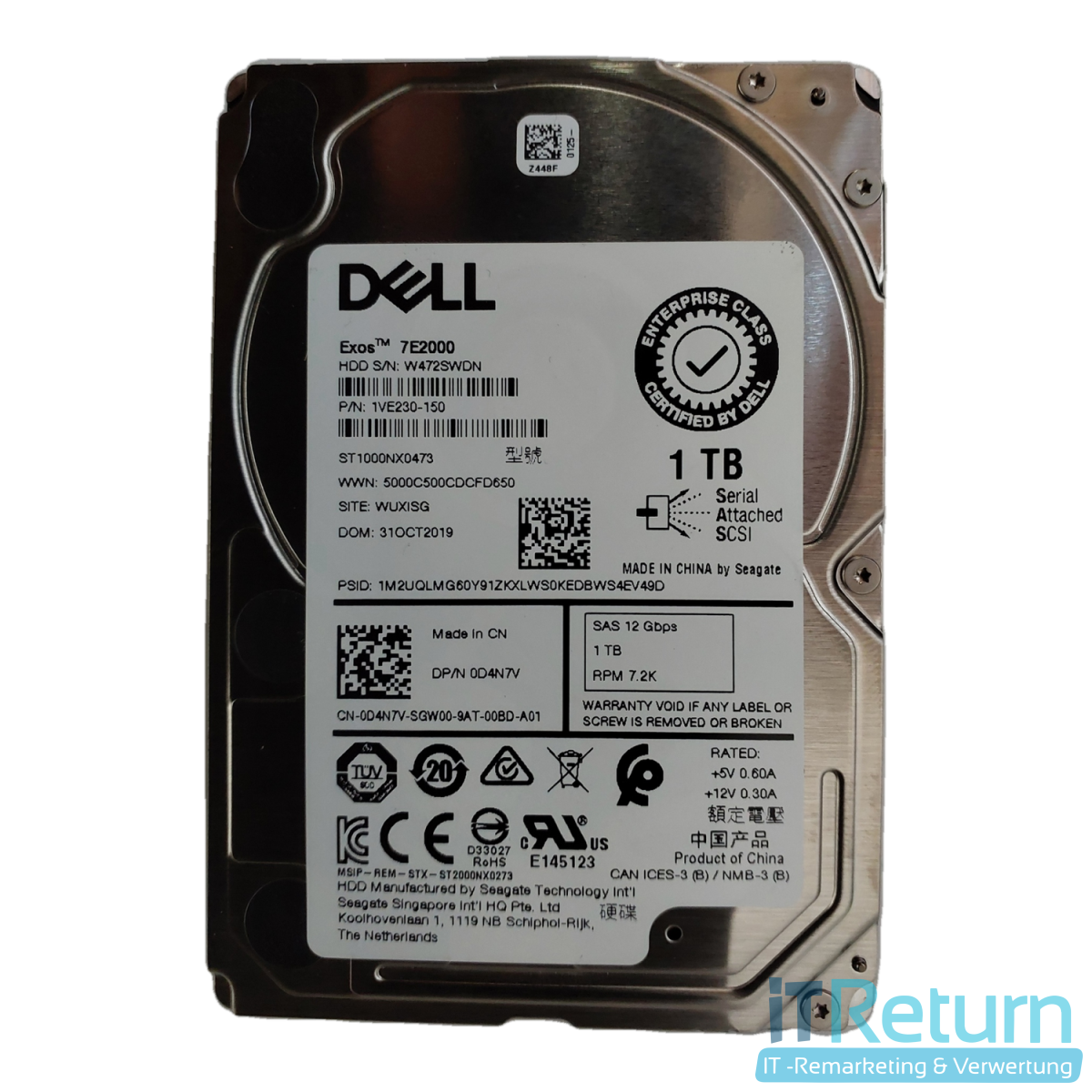 Dell Exos 7E2000 1TB SAS 12Gbps 7.2K HDD / Seagate ST1000NX0