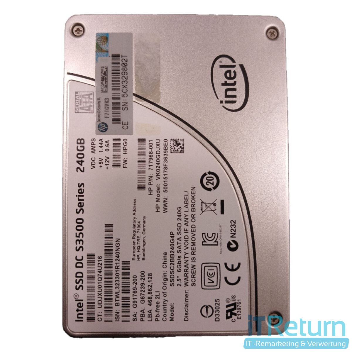 Intel SSD DC S3500 Series 240GB / 2,5-Zoll; SATA 6Gb/s / HP 