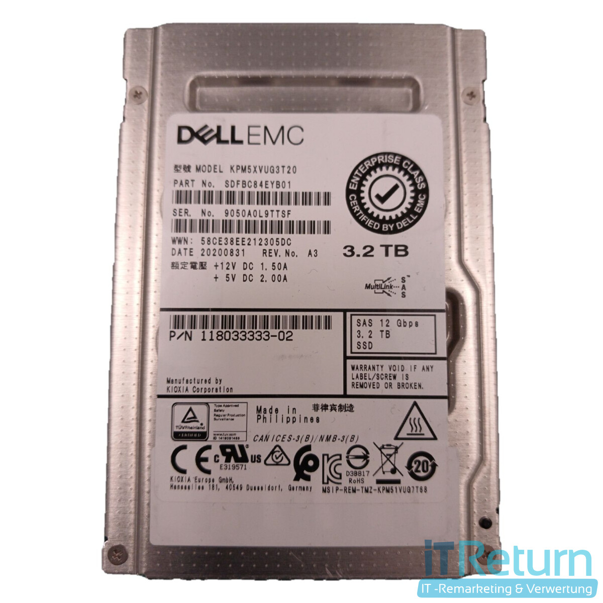 Dell EMC / KIOXIA KPM5XVUG3T20 3.2TB SAS 12Gb/s Enterprise S