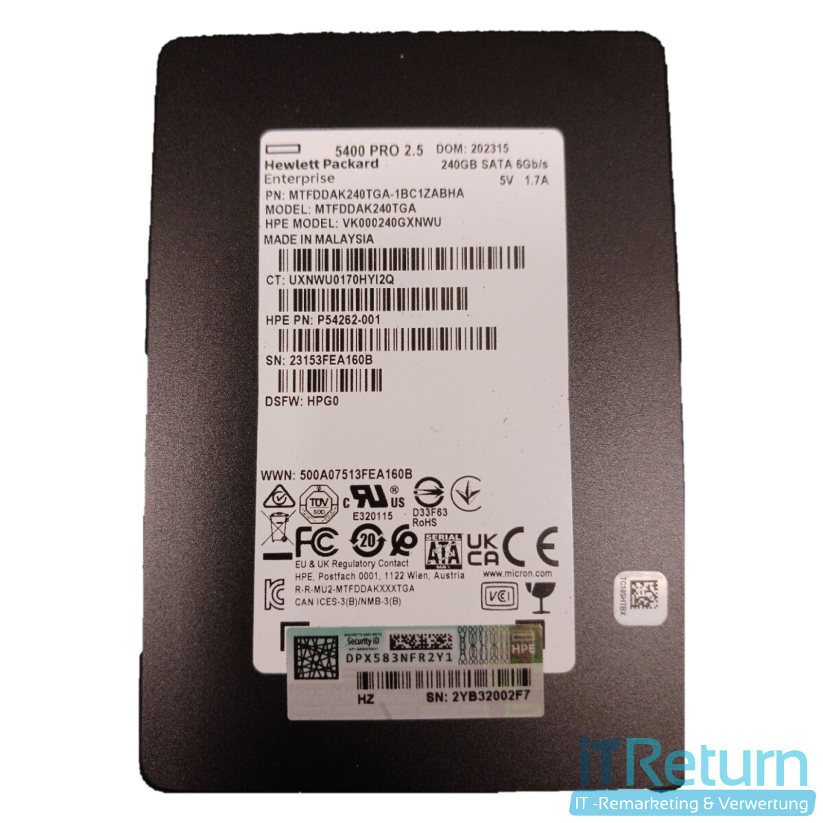 HPE / Micron 5400 PRO 240GB 2.5Zoll; SATA 6Gb/s SSD / P54262