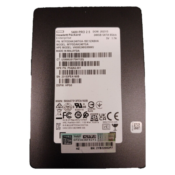 HPE / Micron 5400 PRO 240GB 2.5Zoll; SATA 6Gb/s SSD / P54262-001 / VK000240GXNWU