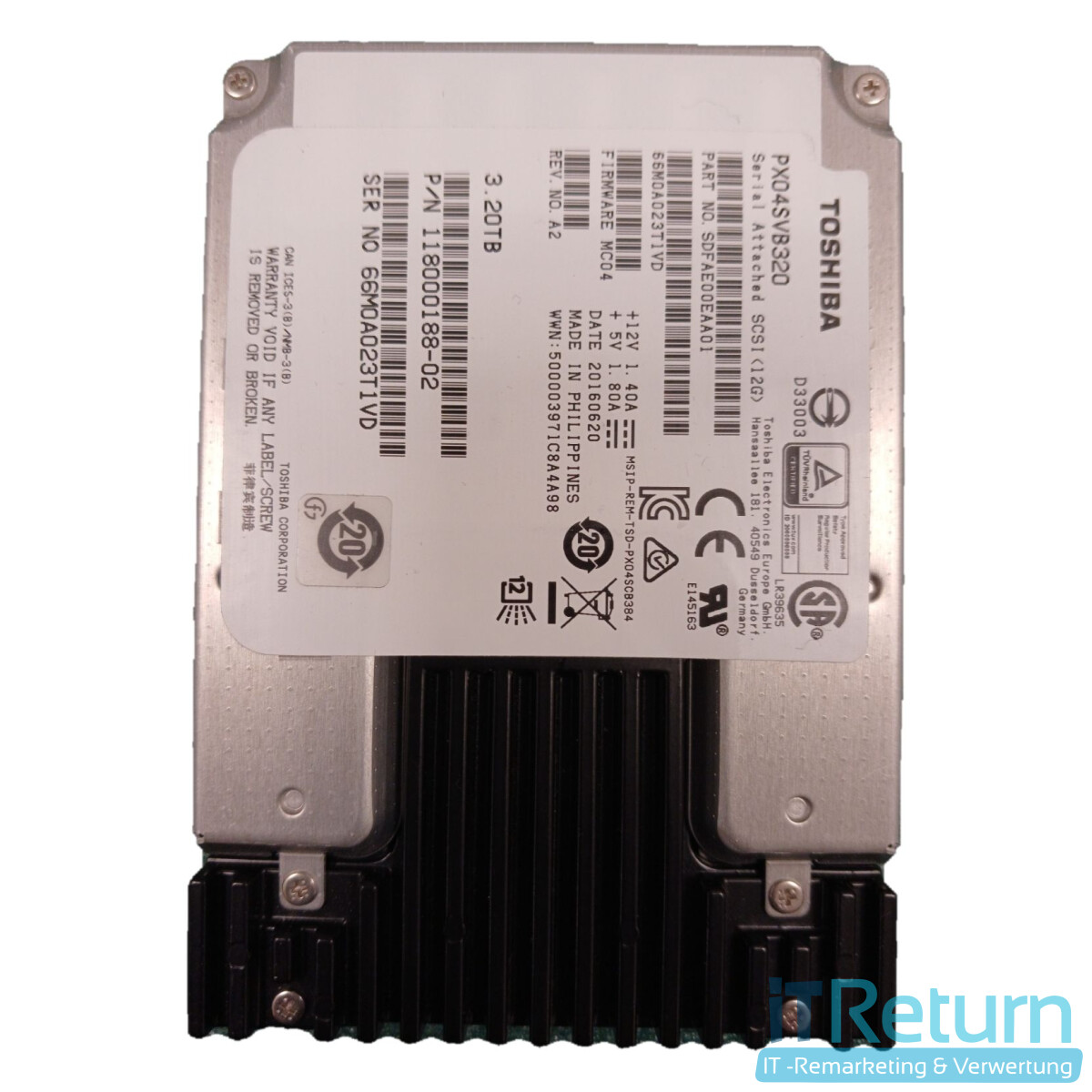Toshiba PX04SVB320 / 3.20TB / 12G SAS SSD / P/N 118000188-02