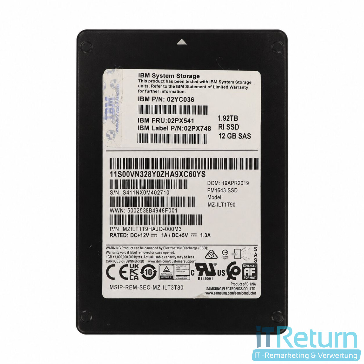 IBM / Samsung PM1643 1,92 TB Read Intens box